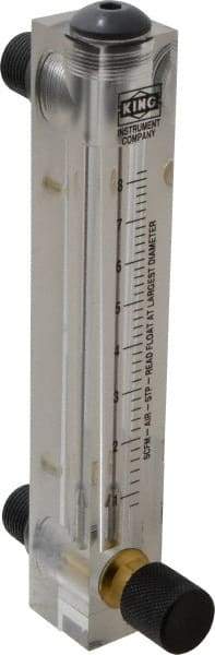 King - 1/2" M Port Block Style, Panel Mount Flowmeter - 125 Max psi, 8.2 SCFM, Acrylic - Strong Tooling