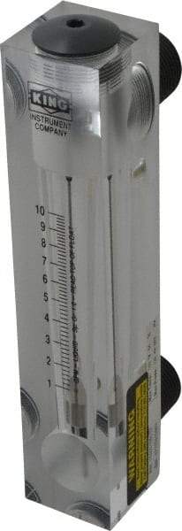 King - 1" M Port Block Style Panel Mount Flowmeter - 100 Max psi, 10 GPM, Acrylic - Strong Tooling