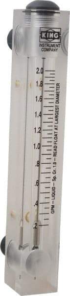 King - 1/2" M Port Block Style Panel Mount Flowmeter - 100 Max psi, 2 GPM, Acrylic - Strong Tooling