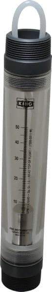 King - 1-1/2" MNPT Port Tube Flowmeter - 125 Max psi, 50 GPM, Acrylic - Strong Tooling