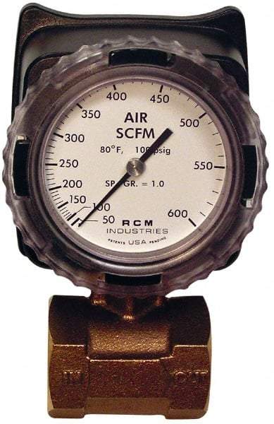 Made in USA - 1-1/2" NPT Port RCM Industries Flo-Gage Flowmeter - 180 Max psi, Bronze - Strong Tooling