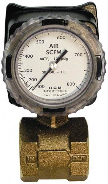 Made in USA - 2" NPT Port RCM Industries Flo-Gage Flowmeter - 180 Max psi, Bronze - Strong Tooling