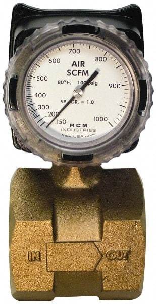 Made in USA - 3" NPT Port RCM Industries Flo-Gage Flowmeter - 180 Max psi, Bronze - Strong Tooling