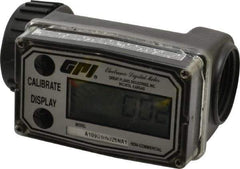 GPI - 1" Port Electronic Digital Flowmeter & Totalizer - 150 Max psi, 0.3 to 3 GPM, Nylon - Strong Tooling