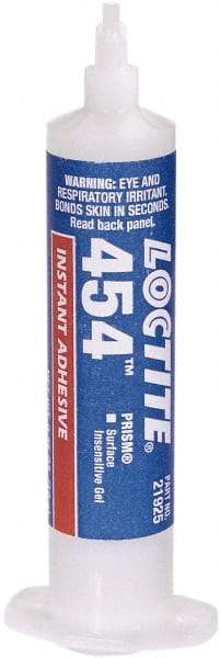 Loctite - 0.35 oz Syringe Clear Instant Adhesive - Series 454, 15 sec Working Time, 24 hr Full Cure Time, Bonds to Plastic & Rubber - Strong Tooling