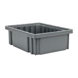 Quantum Storage - 50 Lb Load Capacity Gray Polypropylene Dividable Container - Stacking, 10.9" Long x 8.3" Wide x 3-1/2" High - Strong Tooling