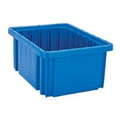 Quantum Storage - 50 Lb Load Capacity Blue Polypropylene Dividable Container - Stacking, 10.9" Long x 8.3" Wide x 5" High - Strong Tooling