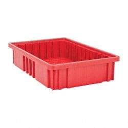 Quantum Storage - 75 Lb Load Capacity Red Polypropylene Dividable Container - Stacking, 16-1/2" Long x 10.9" Wide x 3-1/2" High - Strong Tooling