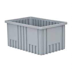 Quantum Storage - 75 Lb Load Capacity Gray Polypropylene Dividable Container - Stacking, 16-1/2" Long x 10.9" Wide x 8" High - Strong Tooling