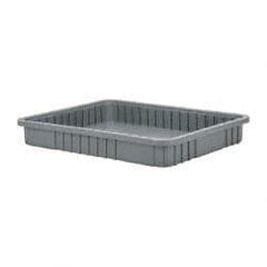 Quantum Storage - 100 Lb Load Capacity Gray Polypropylene Dividable Container - Stacking, 22-1/2" Long x 17-1/2" Wide x 3" High - Strong Tooling