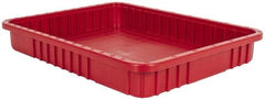 Quantum Storage - 100 Lb Load Capacity Red Polypropylene Dividable Container - Stacking, 22-1/2" Long x 17-1/2" Wide x 3" High - Strong Tooling