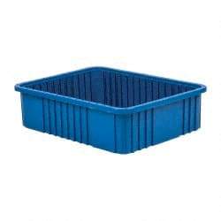 Quantum Storage - 100 Lb Load Capacity Blue Polypropylene Dividable Container - Stacking, 22-1/2" Long x 17-1/2" Wide x 6" High - Strong Tooling