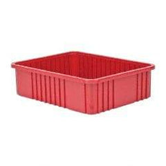 Quantum Storage - 100 Lb Load Capacity Red Polypropylene Dividable Container - Stacking, 22-1/2" Long x 17-1/2" Wide x 6" High - Strong Tooling