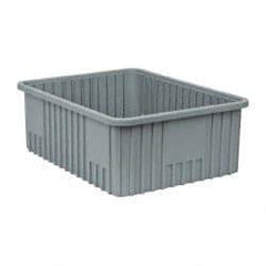 Quantum Storage - 100 Lb Load Capacity Gray Polypropylene Dividable Container - Stacking, 22-1/2" Long x 17-1/2" Wide x 8" High - Strong Tooling