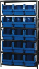 Quantum Storage - 15 Bin Large Hopper Front Bin Storage Units - 18 Inch Overall Depth x 75 Inch Overall Height, Yellow High Density Polyethylene Bins - Strong Tooling