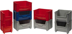 Quantum Storage - 75 Lb. Load Capacity, 17-1/2" Deep, Red Polyethylene Hopper Stacking Bin - 12-1/2" High x 16-1/2" Wide x 17-1/2" Long - Strong Tooling