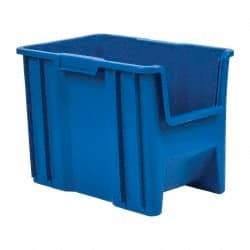 Quantum Storage - 75 Lb. Load Capacity, 17-1/2" Deep, Blue Polyethylene Hopper Stacking Bin - 12-1/2" High x 10-7/8" Wide x 17-1/2" Long - Strong Tooling