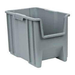 Quantum Storage - 75 Lb. Load Capacity, 17-1/2" Deep, Gray Polyethylene Hopper Stacking Bin - 12-1/2" High x 10-7/8" Wide x 17-1/2" Long - Strong Tooling