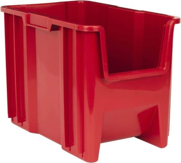 Quantum Storage - 75 Lb. Load Capacity, 17-1/2" Deep, Red Polyethylene Hopper Stacking Bin - 12-1/2" High x 10-7/8" Wide x 17-1/2" Long - Strong Tooling