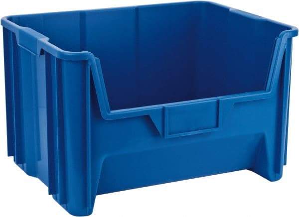 Quantum Storage - 75 Lb. Load Capacity, 15-1/4" Deep, Blue Polyethylene Hopper Stacking Bin - 12-7/16" High x 19-7/8" Wide x 15-1/4" Long - Strong Tooling