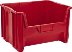 Quantum Storage - 75 Lb. Load Capacity, 15-1/4" Deep, Red Polyethylene Hopper Stacking Bin - 12-7/16" High x 19-7/8" Wide x 15-1/4" Long - Strong Tooling