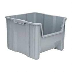 Quantum Storage - 75 Lb. Load Capacity, 17-1/2" Deep, Gray Polyethylene Hopper Stacking Bin - 12-1/2" High x 16-1/2" Wide x 17-1/2" Long - Strong Tooling