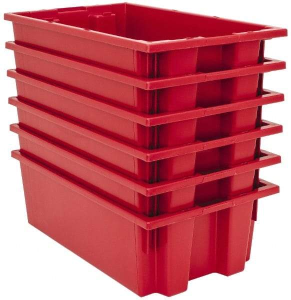 Quantum Storage - 75 Lb Load Capacity Red Polyethylene Tote Container - Stacking, Nesting, 18" Long x 11" Wide x 6" High - Strong Tooling