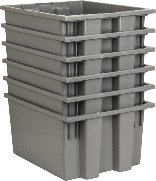 Quantum Storage - 75 Lb Load Capacity Gray Polyethylene Tote Container - Stacking, Nesting, 19-1/2" Long x 15-1/2" Wide x 10" High - Strong Tooling