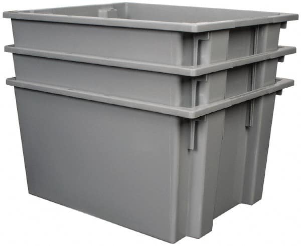 Quantum Storage - 100 Lb Load Capacity Gray Polyethylene Tote Container - Stacking, Nesting, 23-1/2" Long x 19-1/2" Wide x 13" High - Strong Tooling