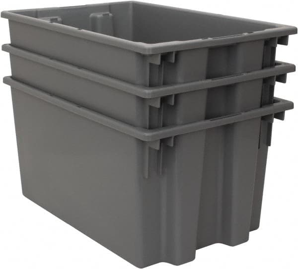 Quantum Storage - 100 Lb Load Capacity Gray Polyethylene Tote Container - Stacking, Nesting, 23-1/2" Long x 15-1/2" Wide x 12" High - Strong Tooling