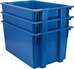 Quantum Storage - 100 Lb Load Capacity Blue Polyethylene Tote Container - Stacking, Nesting, 29-1/2" Long x 19-1/2" Wide x 15" High - Strong Tooling