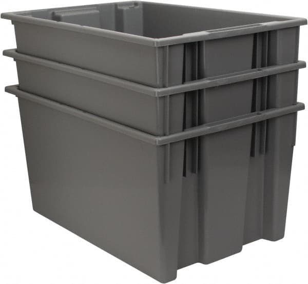 Quantum Storage - 100 Lb Load Capacity Gray Polyethylene Tote Container - Stacking, Nesting, 29-1/2" Long x 19-1/2" Wide x 15" High - Strong Tooling