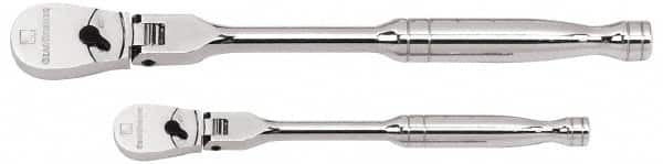 GearWrench - 1/4" & 3/8" Drive Pear Head Ratchet Set - Chrome Finish, 17-3/4" OAL, 60 Gear Teeth, Full Polished Handle, Flex Head - Strong Tooling