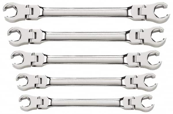 GearWrench - 5 Piece, 1/4" x 5/16" to 3/4" x 7/8", 6 Point Flare Nut Wrench Set - Inch Measurement Standard, Full Polish Finish - Strong Tooling