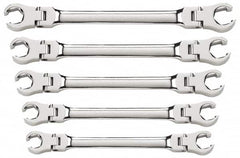 GearWrench - 5 Piece, 1/4" x 5/16" to 3/4" x 7/8", 6 Point Flare Nut Wrench Set - Inch Measurement Standard, Full Polish Finish - Strong Tooling