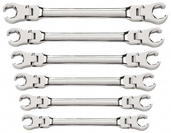 GearWrench - 6 Piece, 9mm x 11mm to 19mm x 21mm, 6 Point Flare Nut Wrench Set - Metric Measurement Standard, Full Polish Finish - Strong Tooling