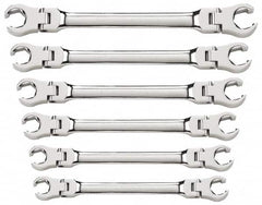 GearWrench - 6 Piece, 9mm x 11mm to 19mm x 21mm, 6 Point Flare Nut Wrench Set - Metric Measurement Standard, Full Polish Finish - Strong Tooling