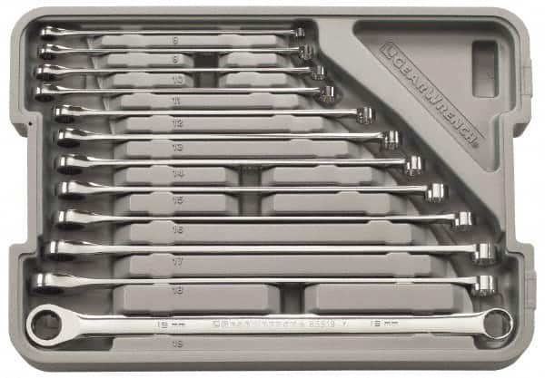 GearWrench - 12 Piece, 8mm to 19mm, 12 Point Ratcheting Box Wrench Set - Metric Measurement Standard, Full Polish Finish, Comes in Molded Case - Strong Tooling