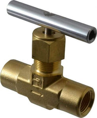 Parker - 3,000 Max psi, 3/8" Pipe, Brass, Inline Instrumentation Needle Valve - FNPT x FNPT End Connections - Strong Tooling