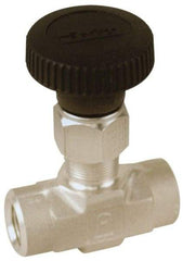 Parker - 5,000 Max psi, 1/8" Pipe, 316 Grade Stainless Steel, Inline Instrumentation Needle Valve - FNPT x FNPT End Connections - Strong Tooling