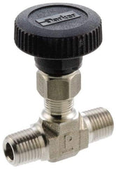 Parker - 5,000 Max psi, 3/8" Pipe, 316 Grade Stainless Steel, Inline Instrumentation Needle Valve - MNPT x MNPT End Connections - Strong Tooling