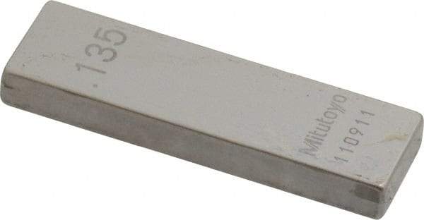 Mitutoyo - 0.135" Rectangular Steel Gage Block - Accuracy Grade 0, Includes Certificate of Inspection - Strong Tooling