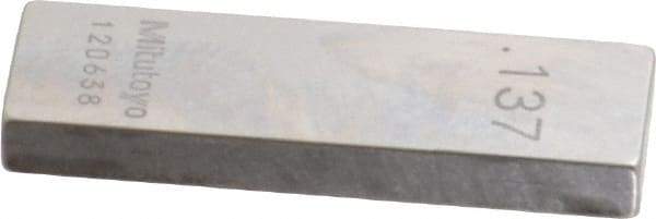 Mitutoyo - 0.137" Rectangular Steel Gage Block - Accuracy Grade 0, Includes Certificate of Inspection - Strong Tooling