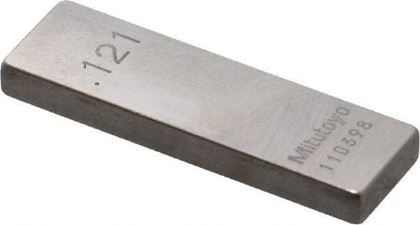 Mitutoyo - 0.121" Rectangular Steel Gage Block - Accuracy Grade 0, Includes Certificate of Inspection - Strong Tooling