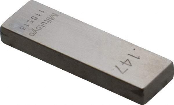 Mitutoyo - 0.147" Rectangular Steel Gage Block - Accuracy Grade 0, Includes Certificate of Inspection - Strong Tooling