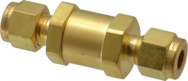 Parker - 1/4" Brass Check Valve - Inline, Comp x Comp, 3,000 WOG - Strong Tooling