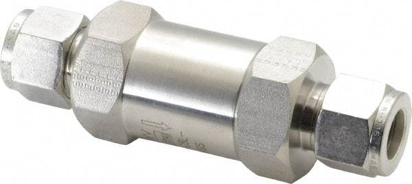 Parker - 1/2" Stainless Steel Check Valve - Inline, Comp x Comp, 6,000 WOG - Strong Tooling