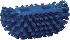 Vikan - 1-1/2" Bristle Length, Polyester Utility Scrub Brush - 5-1/2" Wide Head, 8" OAL, European Threaded Handle, Blue, Polypropylene Block - Strong Tooling