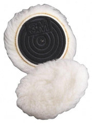 3M - 5-1/4" Diam Wool Bonnet Pad - 15/16" Pile, Hook & Loop Attachment - Strong Tooling