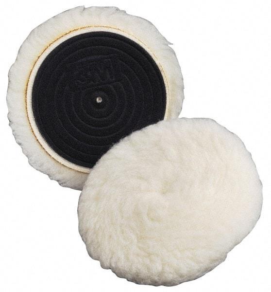 3M - 5-1/4" Diam Wool Bonnet Pad - 15/16" Pile, Hook & Loop Attachment - Strong Tooling